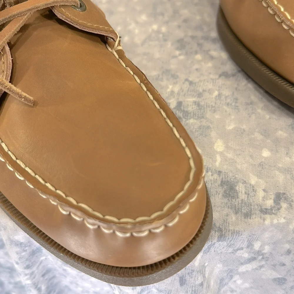 TOMMY HILFIGER “Bowman” Tan Leather Classic 2-Eye Boat Shoes Mens 7M🤎VGUC - Picture 10 of 12